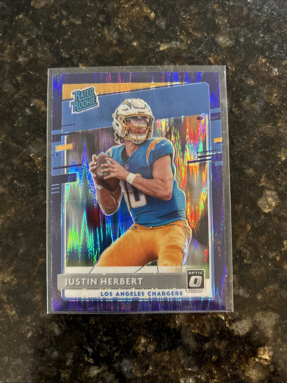 2020 Optic Justin Herbert Purple Shock Rated Rookie #153