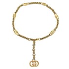 Auth Old GUCCI Gold Chain Belt GG logo mark Vintage Long necklace 29.9 inch JP