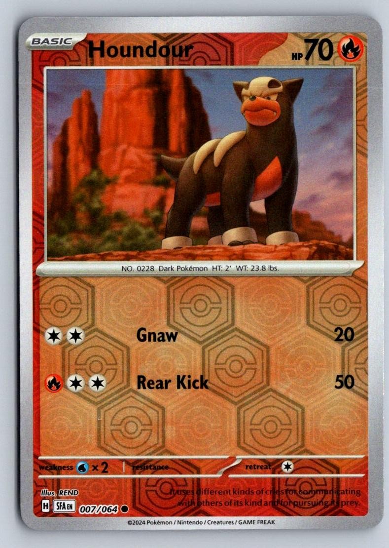 Houndour 007/064 Common Shrouded Fable Pokemon Reverse Holo Near Mint