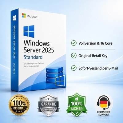 Windows Server 2025 Standard | Original Retail Key | 16 Core Schnelle Lieferung.