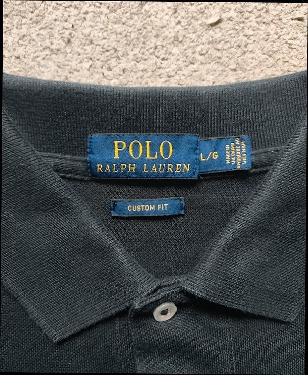 Ralph Lauren Polo Shirt Mens black with Red Logo – Size L – 100% Cotton image 4