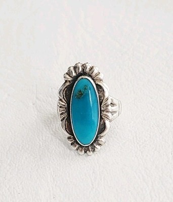 VINTAGE NAVAJO MAISEL'S TURQUOISE STERLING SILVER RING SIZE 5 6.11g