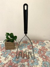 Vintage Ekco Potato Masher Black Textured Handle Stainless Steel Retro