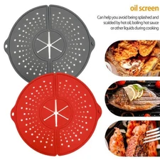 Silicone Splatter Screen For Frying Pan Foldable Splash Guard Grease Guard`