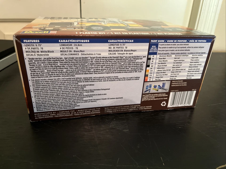 Kit de modelo Revell nível 4 1978 Chevrolet Bison caminhão trator escala 1/32 17471 - Imagem 3 de 4