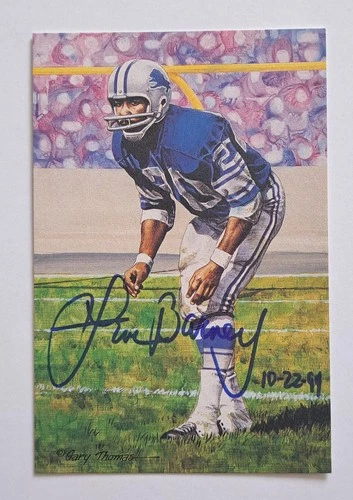 1992 Goal Line Art LEM BARNEY Signed LE 4x6 HOF Card /5000 Auto 92 Beckett Lions