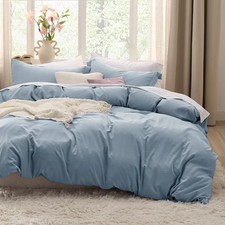 3 Pieces Mineral Blue Queen Size Duvet Cover Prewashed Extra Soft Bedding
