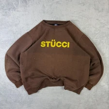 Vintage Stussy 1990's Rare 'Stucci' Brown Heavyweight Size Medium Sweatshirt
