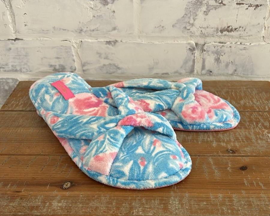 PANTOFOLA D’ORO Pantofole nuove senza etichette Lilly Pulitzer Bondi blu My Little Peony GWP taglia 9 10