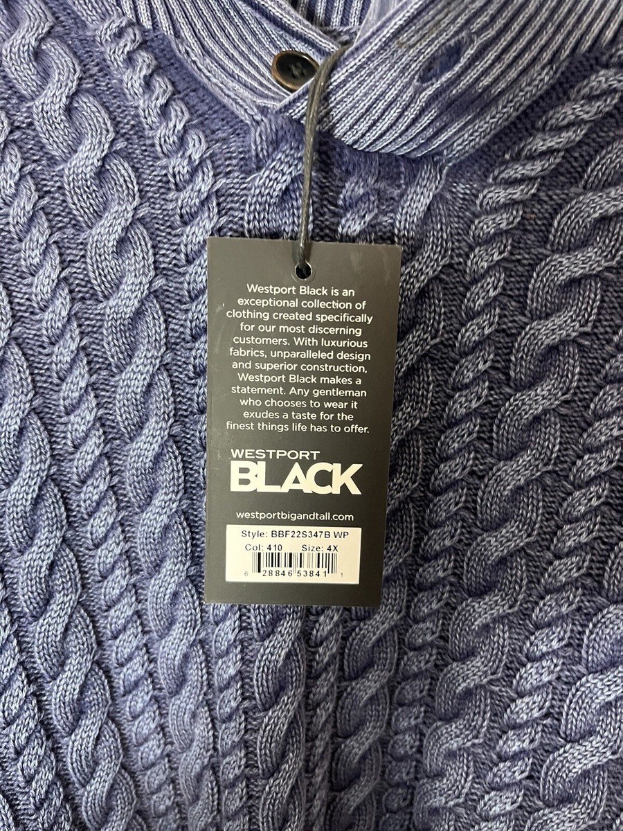 Westport Black Sweater Knit Men's 4XL Big 100% Cotton Blue