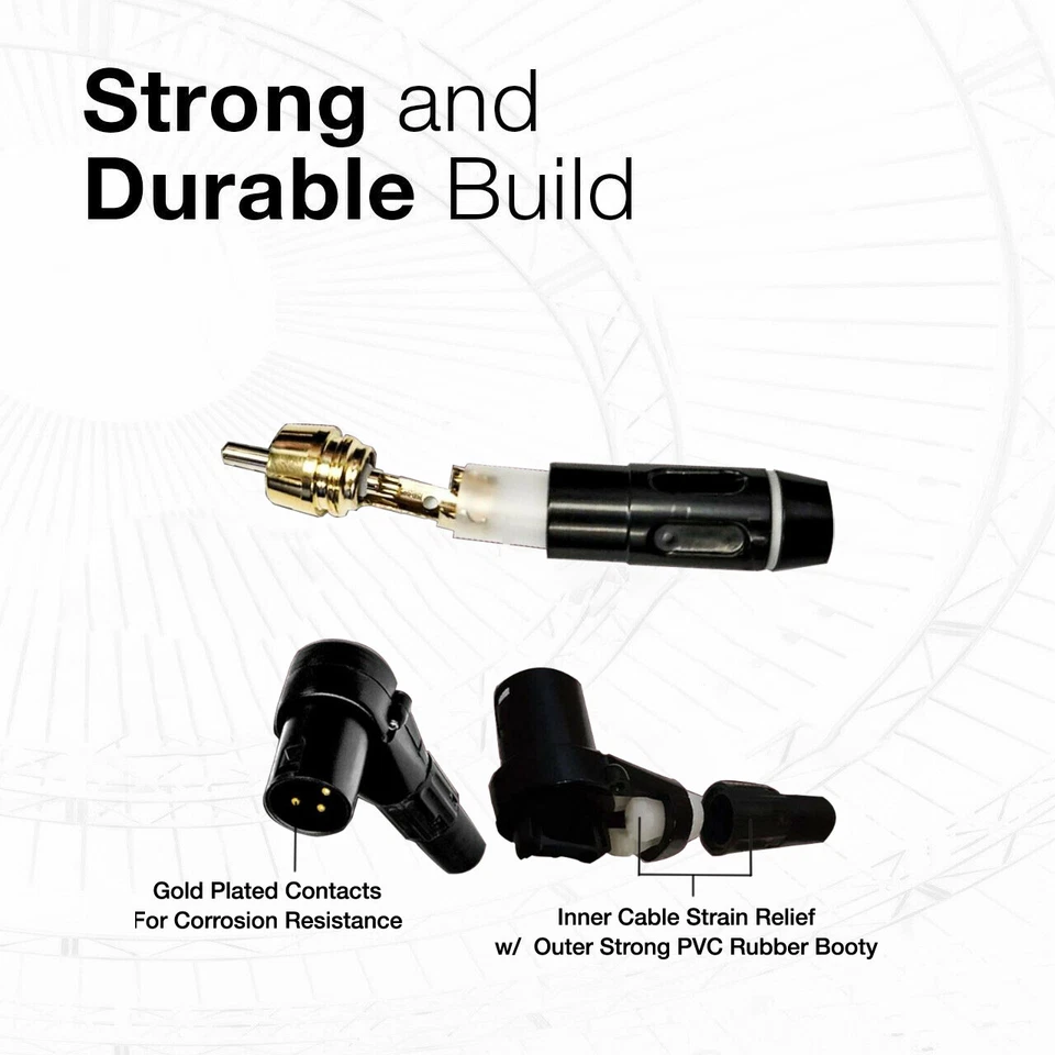 Right Angle 3-Pin XLR Male - RCA Unbalanced Mono Cable Custom Length, Color Cord - Image 4 of 4