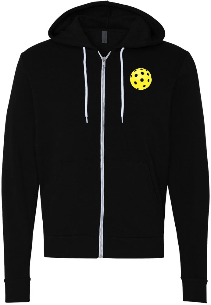 Pickleball Yellow Ball Chest Print Premium Full Zip Hoodie Chest Print