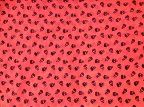Rare cute black skulls on coral polyester chiffon fabric, 59" by 31". - Picture 5 of 10
