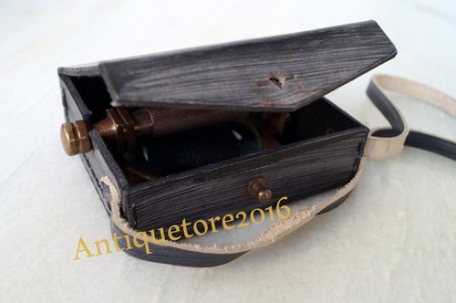 Antique Brass Vintage Collectible Magnifying Glass Magnifier With Leather Case - Picture 4 of 4