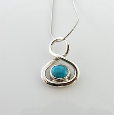 One of a Kind Handmade Sterling Silver Turquoise Figure 8 Pendant
