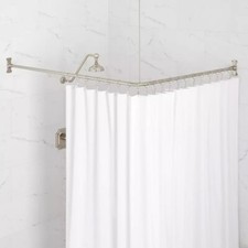 Signature Hardware 30 x 60 Comer Brass Shower Rod and Ceiling Support