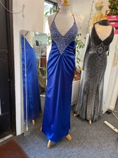 Faviana Cobalt Beaded Prom Evening Special Occasion Dress size 10 Open Back