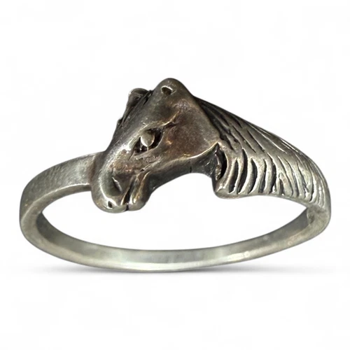 STERLING HORSE Ring Size Vintage 925 Silver 6.5us Western Cowboy 1.51g