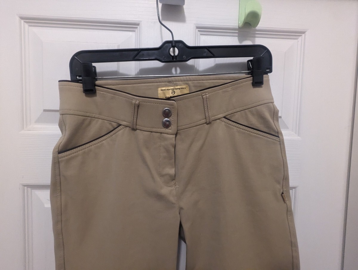 Pantalon D'équitation Devon-Aire Femme 28R Beige Marron - Skinny Avec Patchs Genoux
