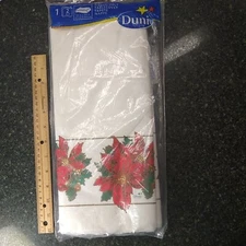 Christmas Poinsettia Paper Tissue Poly Table Cover Cloth 54 x 96" Duni NOS USA
