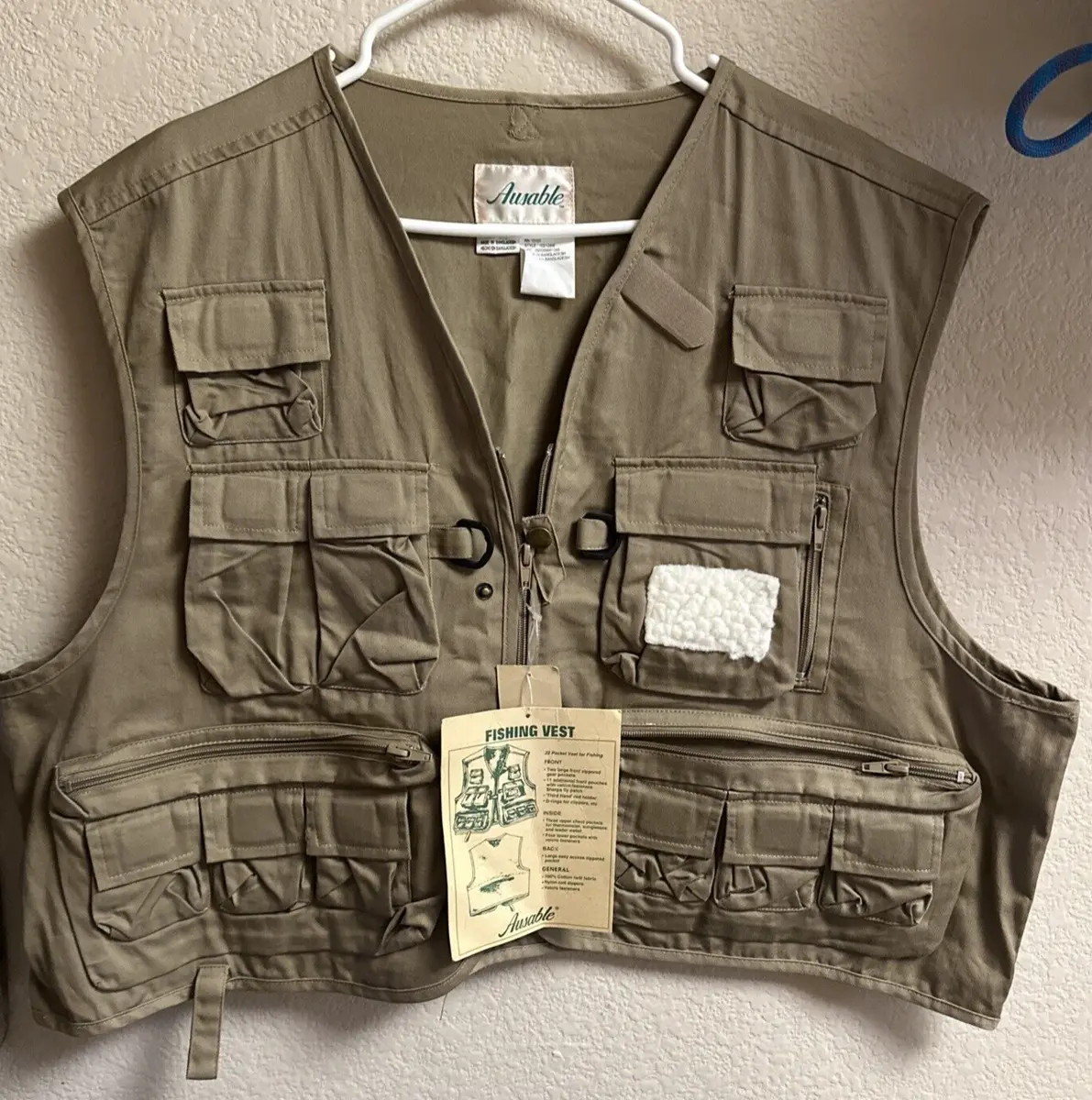 Fishing Vest 22 Pockets XXL Ausable 15101 Khaki Cotton Sport Safari Outdoor  Gift