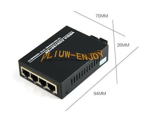 1 Pair 10/100/1000Mbps Fiber Optic Ethernet Media Converter Gigabit 4 RJ45 1 SC - Picture 2 of 5