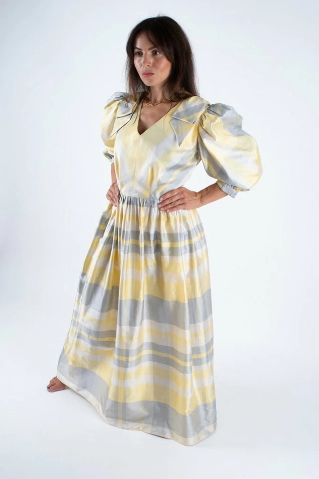 Винтажный карнавальный шелк тафта воздушный шар рукав Puff платье, размер L - Изображение 2 из 4