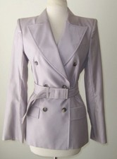 YVES SAINT LAURENT Vintage Lilac Double Breasted Belted Coat Blazer Jacket 38 6