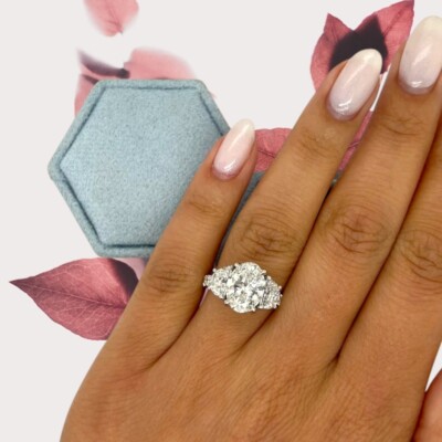 4,20 ct Diamant Verlobungsring Gold Lab Grown Oval 14k Weiß IGI-Schliff E F V S