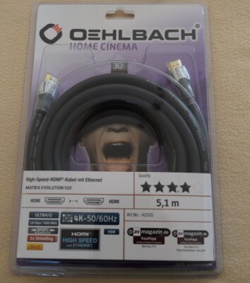 Oehlbach Matrix Evolution 510 | High Speed Ethernet 4k 60Hz HDMI Kabel 5,10m NEU