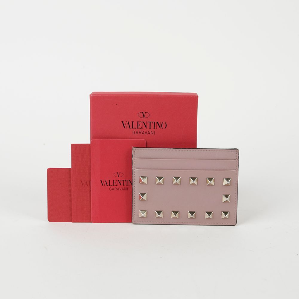 Valentino Rockstud Pink Leather Card Holder 0P0486 63919030