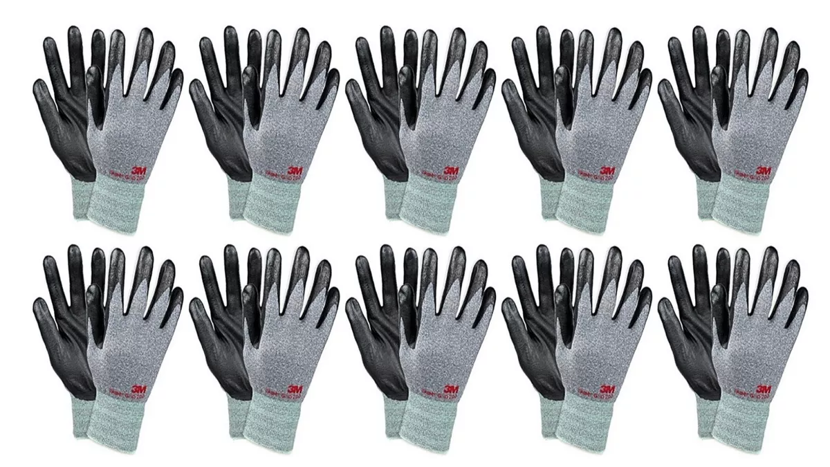 3M Ultra Thin Grey Work Gloves Bulk Nitrile Palm Coated Nylon Shell 10  Pairs