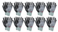 3M Nitrile Rubber Coated Nylon Work Gloves, Thin, Washable Bulk 10 Pack Grey