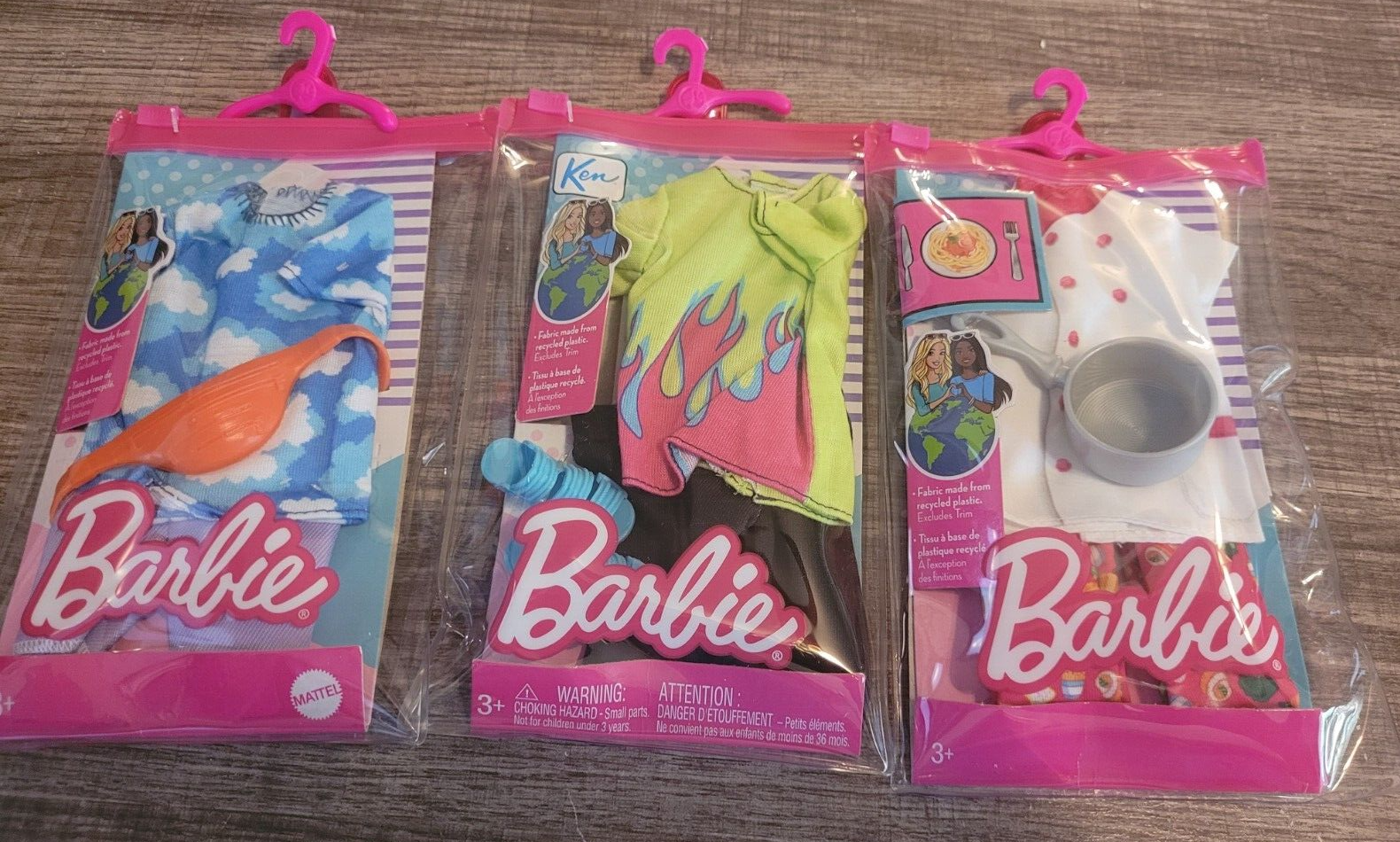 Barbie Clothing Outfits Chef w Pot - Flames Shirt Outfit w Sandals -Cloud Outfit