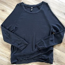 Active Life XL Criss Cross Lounge Top Black Soft Cozy Athleisure Sweatshirt READ