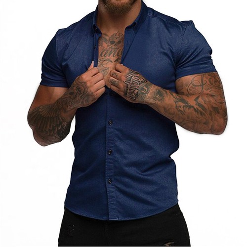 Camisas Formales Hombre Ajuste Estrecho Abotonadas Moda Verano C8 - Imagen 17 de 25