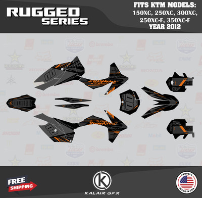 Graphics Kit for KTM 150XC, 250XC, 300XC, 250XC-F, 350XC-F(2012)Rugged org Shift
