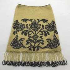 Antique Golden Yellow Micro Beads w Grey Renaissance Design Handmade Pouch