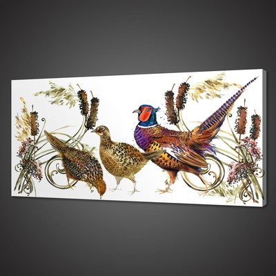 Pheasants Birds Panoramic Canvas Print Picture Wall Art Variety Of Sizes Ebay