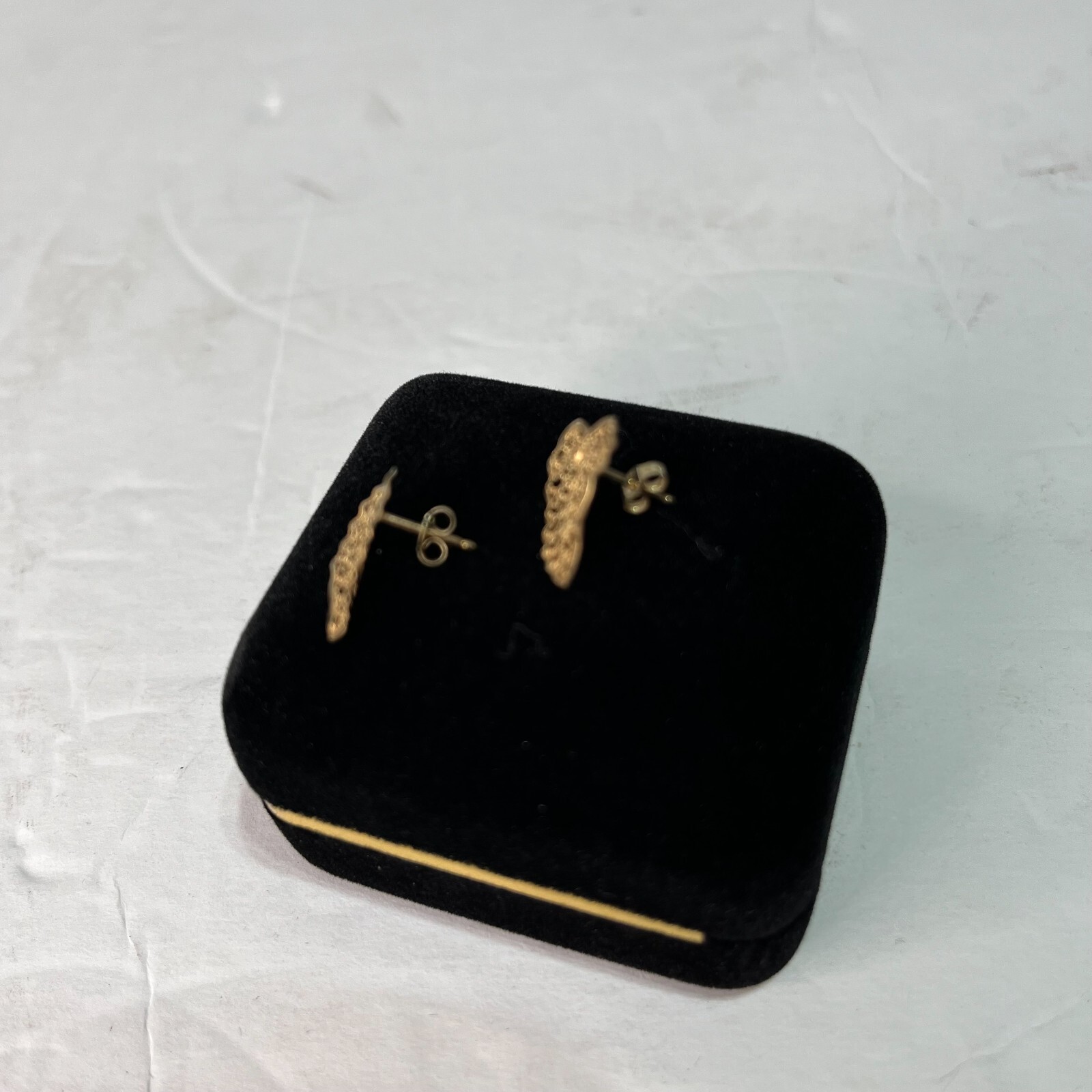 14K Gold Leaf Stud Push Back Earrings11mmX14mm w/… - image 6