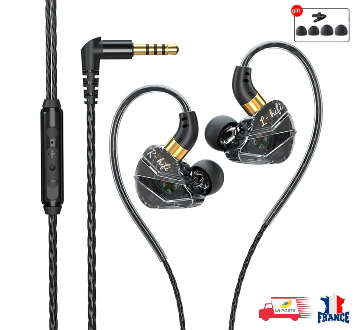 Écouteurs Intra-auriculaires Avec Prise Jack 3,5 Mm - Transparent Avec Clip - Pour Radios Motorola, Kenwood - Bouchons Inclus