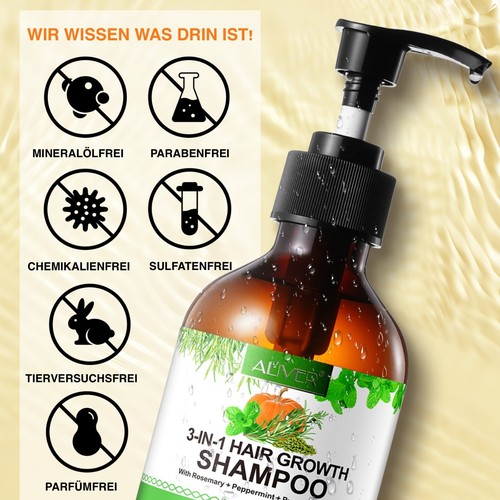 Shampoo Rosmarin Minze Kürbis Öl mit Biotin für Kopfhaut Pflege und Haarwachstum - Bild 5 von 12