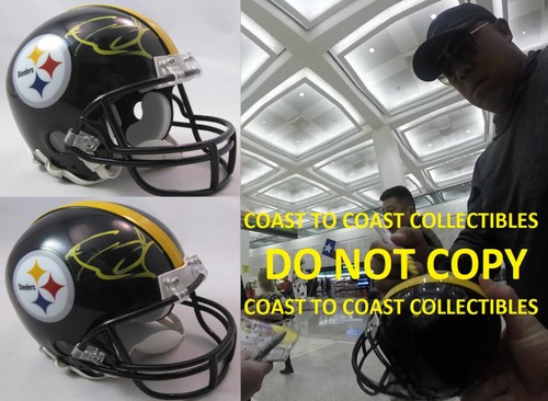 HINES WARD,PITTSBURGH STEELERS,SIGNED,AUTOGRAPHED,MINI FOOTBALL HELMET,COA,PROOF