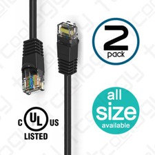 UL Listed TCoology Cat6 Patch Cord Booted Cable 24 AWG 550mhz UTP - 2 Pack Lot