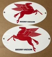 Combo 2 Mobil Pegasus Sign Oil Gas Garage Mobiloil Mobilgas