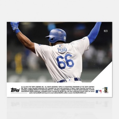 2018 TOPPS NOW #923 YASIEL PUIG 3-RUN HR AND WILD CELEBRATION IN