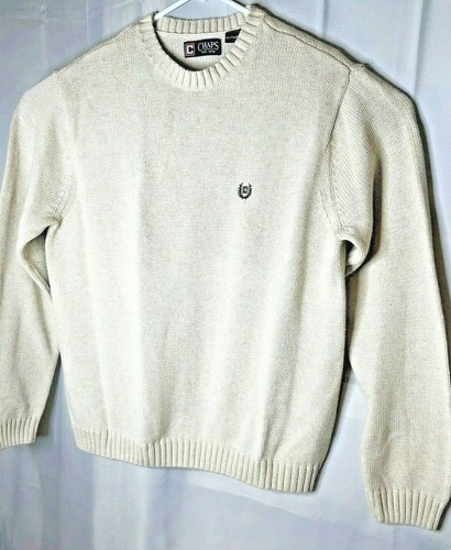 --Chaps-Men's XL 100% Cotton Ivory Natural Colored Crewneck Pullover, Excellent - Picture 3 of 7