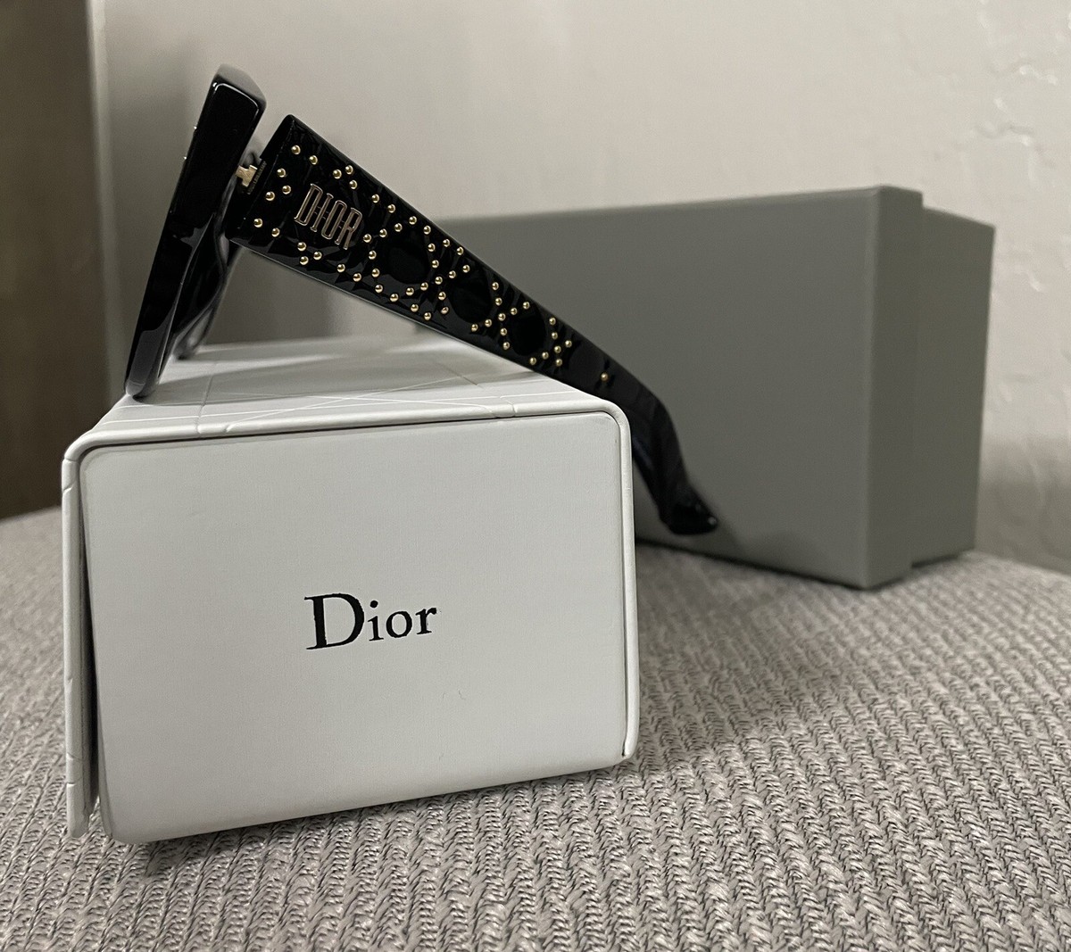 New! Dior Lady Dior Studs 54MM Black/Gold Sunglasses
