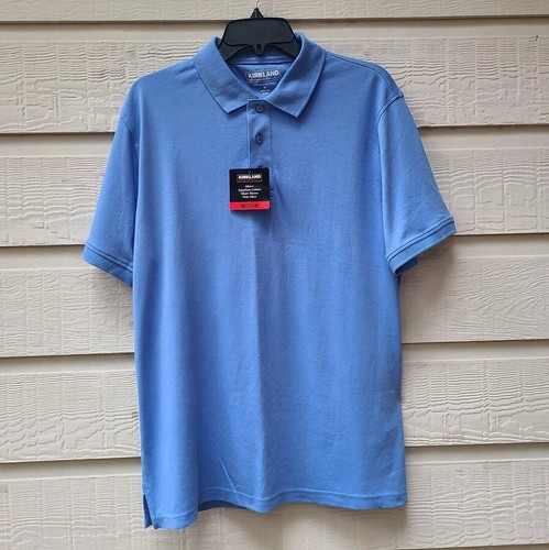 Kirkland Signature Men's Polo Shirt Short Sleeves Egyptian Cotton Blue Size M - Picture 8 of 13