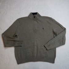 Polo Ralph Lauren Sweater Mens XL Gray Cotton KNit 1/4 Zip Pullover
